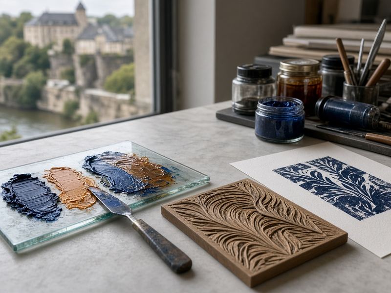 Relief inks at Lunar Meadow Print Studio