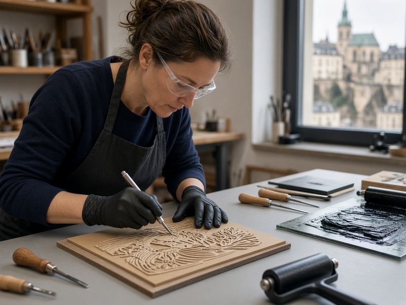 Linocut intro at Lunar Meadow Print Studio